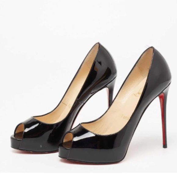 Christian Louboutin Black and Red Platform Heels - Picture 1 of 16